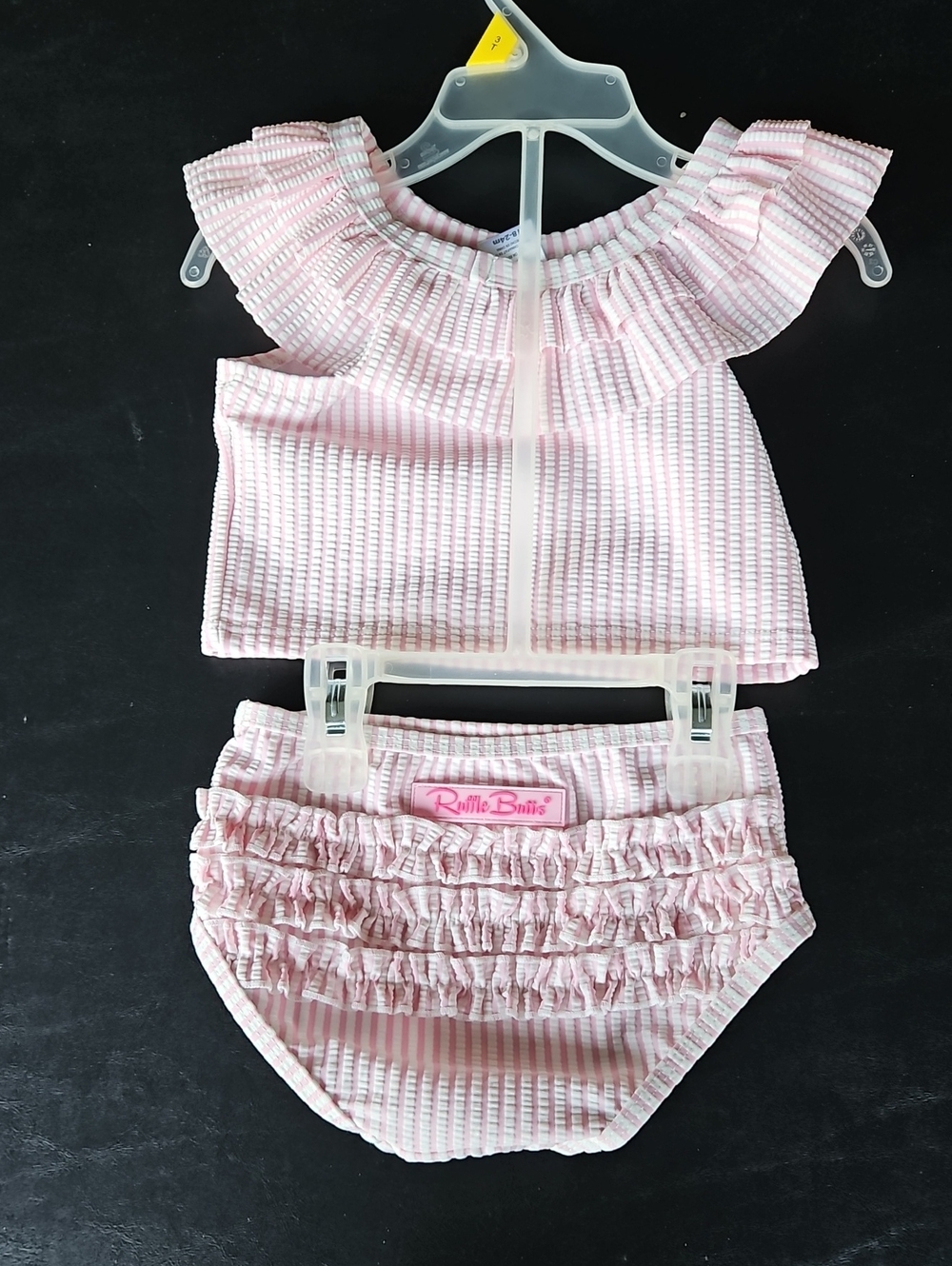 Ruffle Butts Pink Seersucker Ruffle Diaper Cover Set